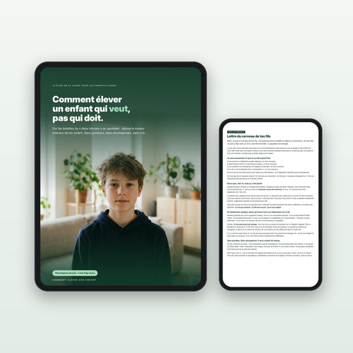 E-book « Comment élever un enfant qui veut, pas qui doit » sur tablette et téléphone